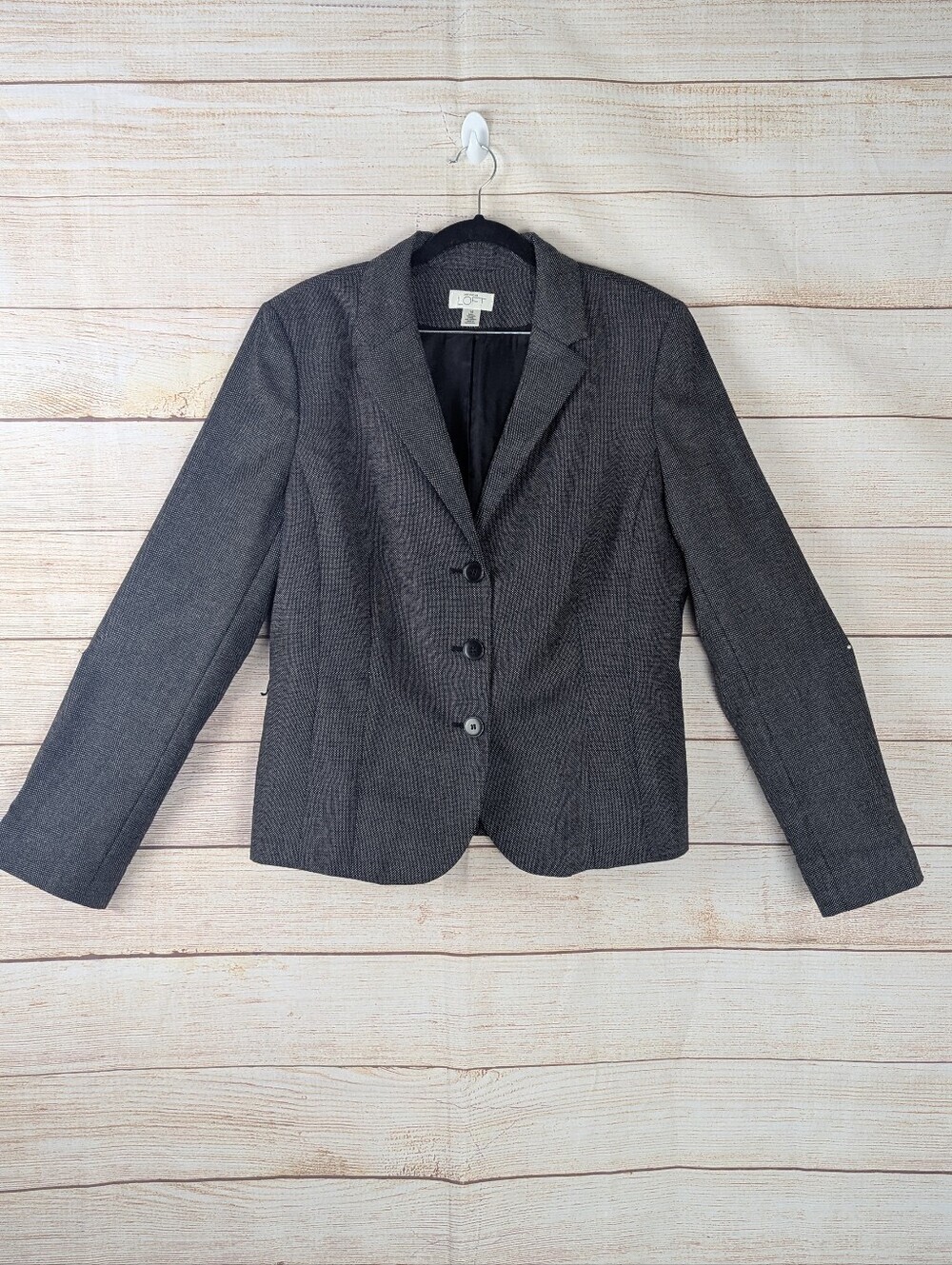Ann Taylor LOFT Women's dark charcoal gray blazer suit jacket